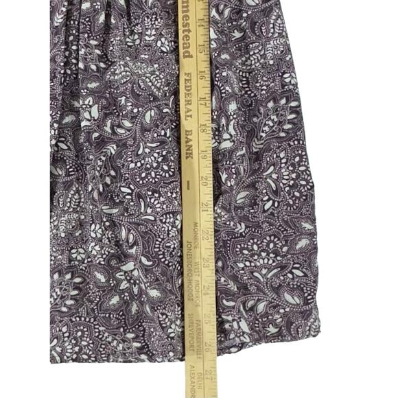 PureJill by J Jill Blouse Top Size Small Dark Plum Floral Notch Neck Pleated - Picture 7 of 9